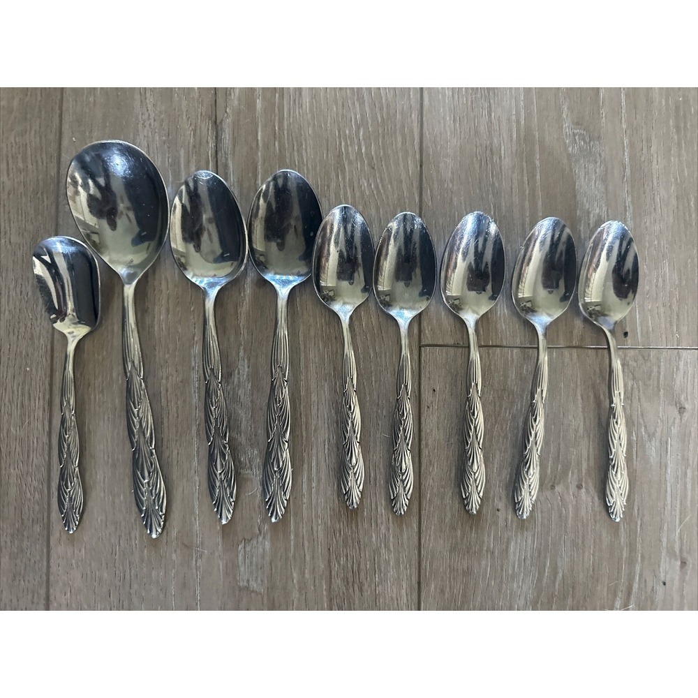 9 PCs 18/10 Stainless Reed & Barton MARIN COUNTY‎ teaspoons Oval Place Spoons